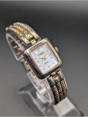 Vintage Embassy by Gruen Mother of Pearl Quartz Ladies Watch, Textured Rope Mesh